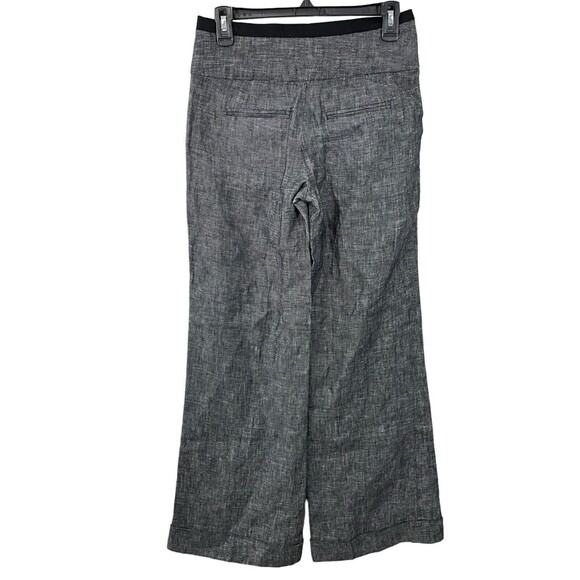 NEW Elevenses Womens Trousers Wide Leg 100% Linen Pants Cuffed Hem Black Sz 2S‎ - Picture 2 of 7